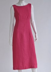 Women's linen sheath dress with slit