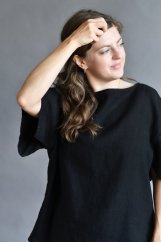 Lněná halenka oversize - černá
