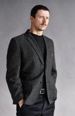 Pánské vlněné sako s příměsí hedvábí – antracitové