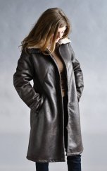 Damen-Kunstleder-Wintermantel