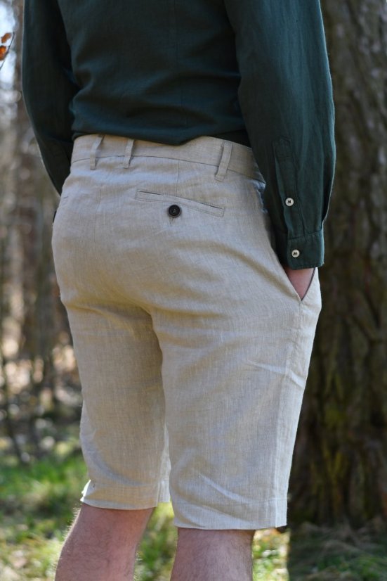 Pánské lněné šortky - přírodní melanž