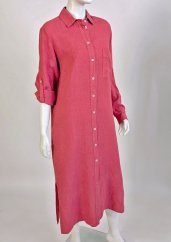Langes Hemdblusenkleid aus Leinen für Damen