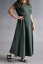 Dlouhá lněná sukně v pase na gumu - tmavě zelená
