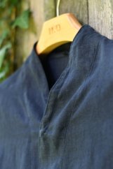 Lněná košile s 3/4 rukávem UNISEX - navy modrá