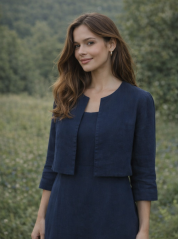 Dámské lněné bolerko - navy modré