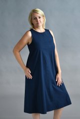 Bavlněné letní šaty bez rukávů – navy modré