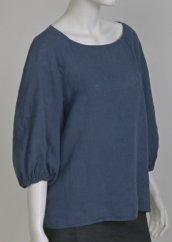 Women's linen blouse with balloon sleeves