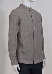 Men's linen shirt with a stand-up collar