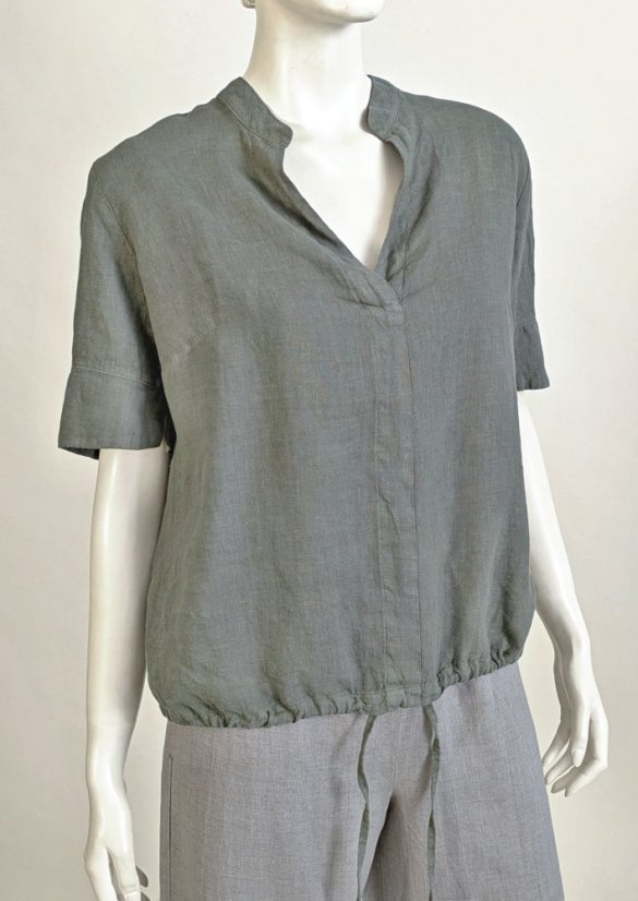 Damenbluse aus Leinen mit Kordelzug