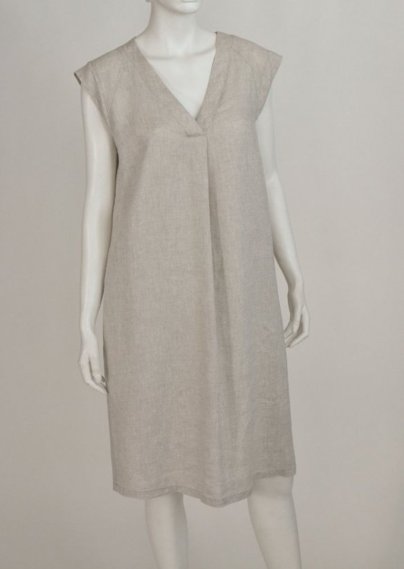Women's linen dress with a neckline