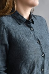 Dámská lněná košile - navy melanž