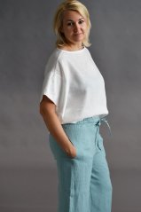 Lněná halenka oversize - bílá