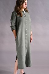 Langes Hemdblusenkleid aus Leinen für Damen