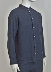 Men's linen shirt with a stand-up collar
