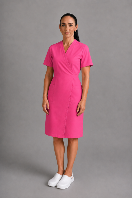 Women's wrap-around medical gown - 96% cotton, 4% elastane Women's wrap-around medical gown - 96% cotton, 4% elastane
