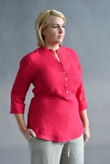 Women's linen shirt with bel
