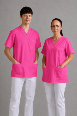 Unisex-Ärztebluse mit V-Ausschnitt – 96 % Baumwolle, 4 % Elastan