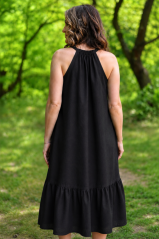 Damenkleid aus Leinen mit Rüschen