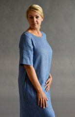 Langes Leinenkleid für Damen mit Ärmeln