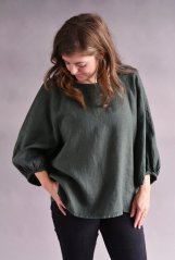 Women's linen blouse with balloon sleeves