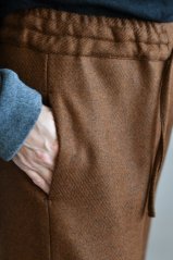 Dámské vlněné kalhoty, maxi délka – skořicové