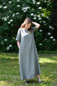 Lněné dlouhé šaty - Velikost - 44