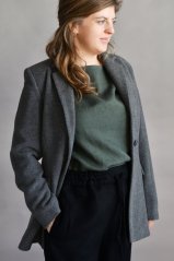 Dámské vlněné kalhoty, maxi délka - černé