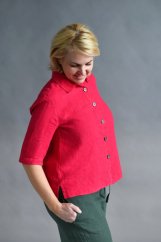 Dámská lněná košile - malinová