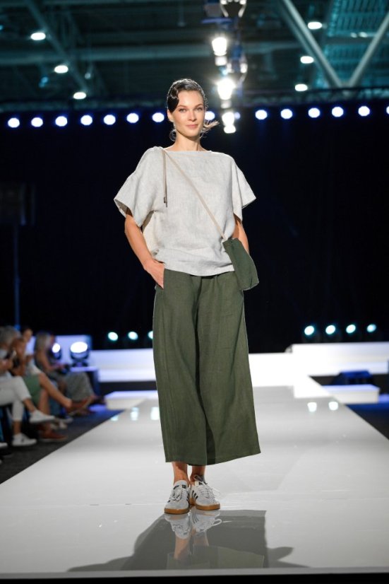 Lněná halenka oversize - přírodní melanž