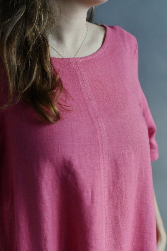 Langes Leinenkleid für Damen mit Ärmeln