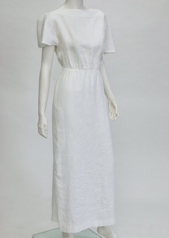 Women's long linen dress with elastic waist