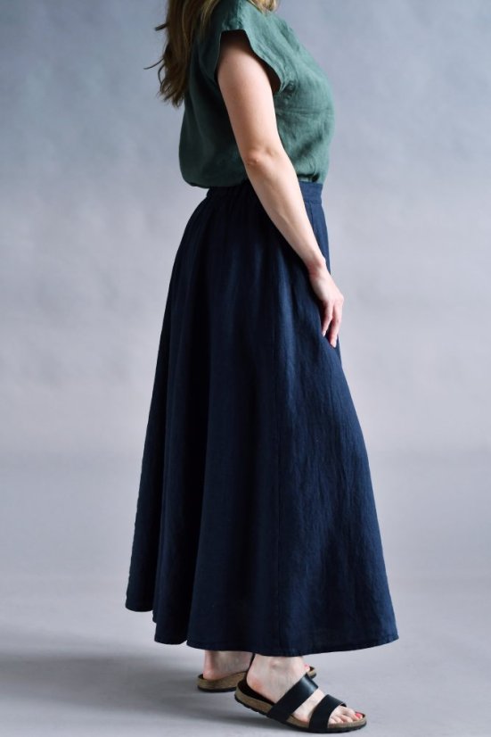 Langer Leinenrock mit elastischem Bund