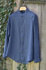 Men's linen shirt with a stand-up collar