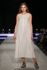 Langes ärmelloses Leinenkleid für Damen