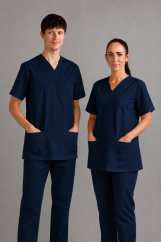 Unisex zdravotnická halena s výstřihem do V – navy modrá