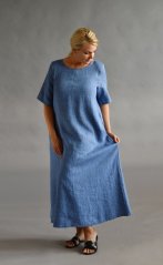 Langes Leinenkleid für Damen mit Ärmeln