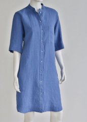 Damen-Hemdblusenkleid aus Leinen mit Stehkragen