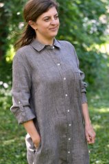 Langes Hemdblusenkleid aus Leinen für Damen