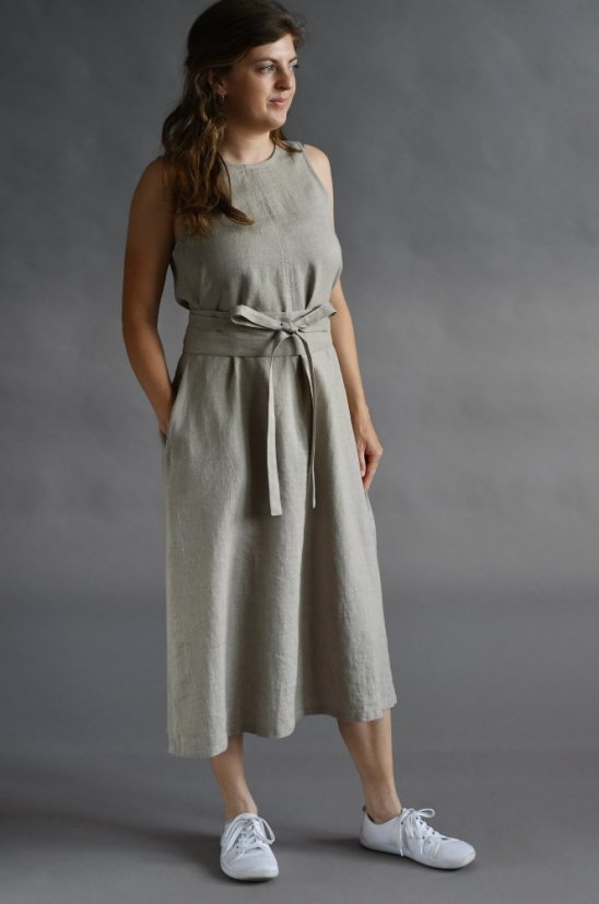 Langes ärmelloses Leinenkleid für Damen