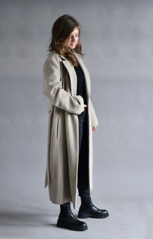 Women's woolen wrap coat with cashmere