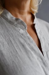 Damenbluse aus Leinen mit Kordelzug