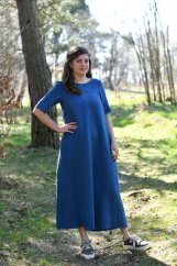 Langes Leinenkleid für Damen mit Ärmeln