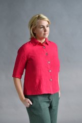Dámská lněná košile - malinová