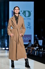 Dámský vlněný zavinovací kabát s kašmírem - camel