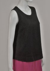 Lněný top bez rukávů - černý