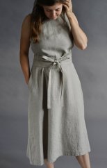 Langes ärmelloses Leinenkleid für Damen