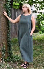Langes ärmelloses Leinenkleid für Damen