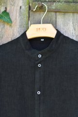 Men's linen shirt with a stand-up collar