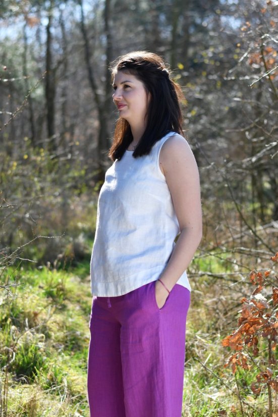 Women's sleeveless linen top - Size: 36