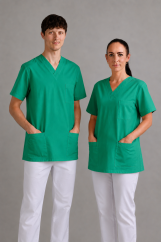 Unisex zdravotnická halena s výstřihem do V – zelená